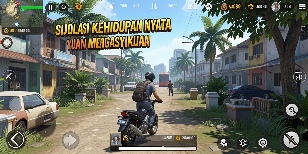 Screenshot utama AJO89 menampilkan karakter dan interaksi dalam gameplay simulasi yang menarik.