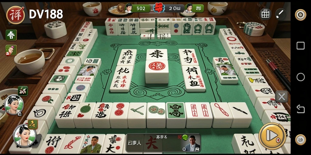 Tampilan gameplay menarik dari DV188 dengan tile Mahjong berwarna cerah.