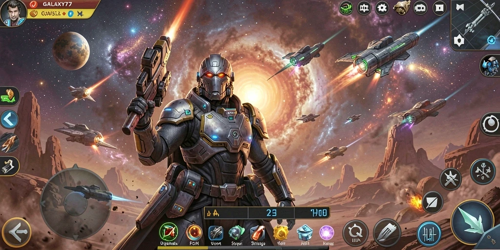 Gameplay menegangkan di GALAXY77 dengan strategi luar angkasa.
